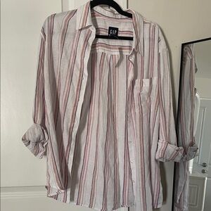 NWT GAP Striped White and pink Shirt